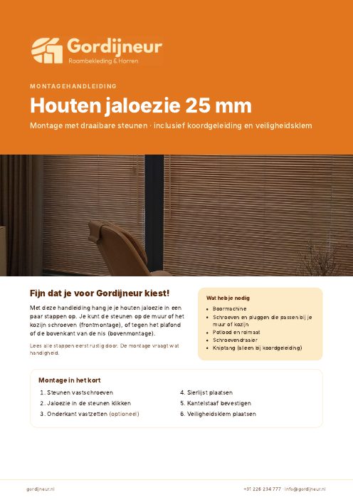 Montagehandleiding Houten jaloezie 25 mm