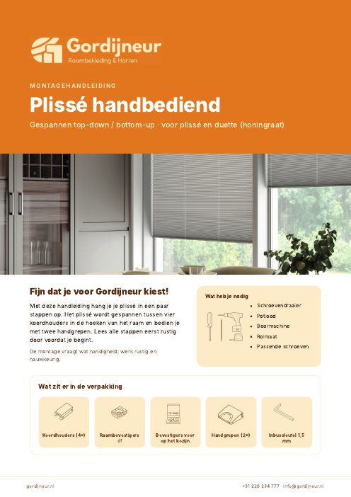 Montagehandleiding Plissé handbediend