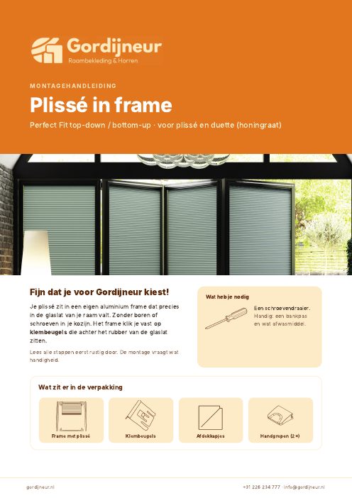 Montagehandleiding Plissé in frame
