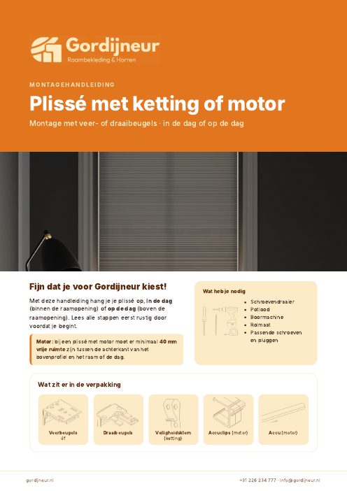 Montagehandleiding Plissé met ketting of motor