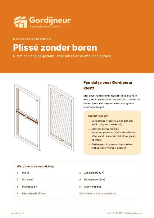 Montagehandleiding Plissé zonder boren